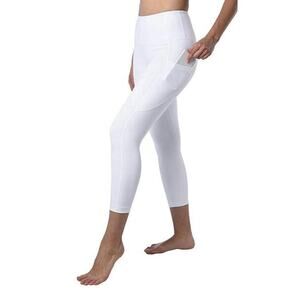 90 Degrees Leggings White Capri Sport Pockets Size S A003451